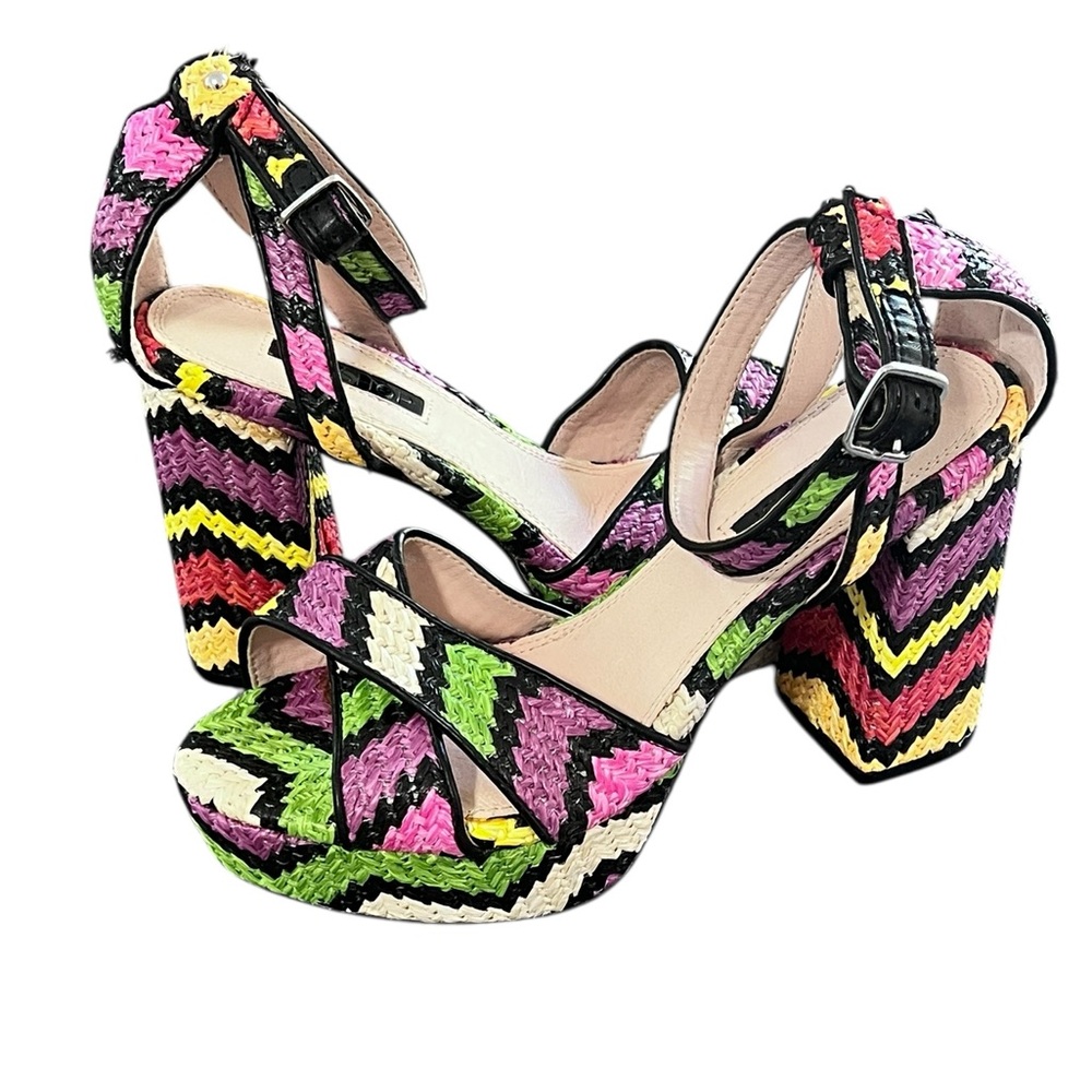 TOPSHOP Leah Sandals Platform Funky Colorful Zigzag Platform Sandals 5.5